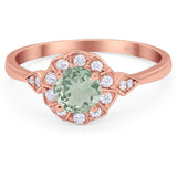 Art Deco Round Natural Stone Flower Ring