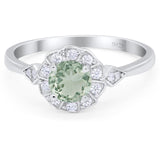 Art Deco Round Natural Stone Flower Ring