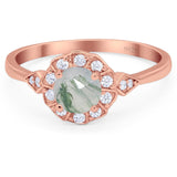 Art Deco Round Natural Stone Flower Ring