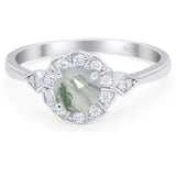 Art Deco Round Natural Stone Flower Ring