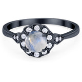 Art Deco Round Natural Stone Flower Ring