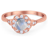 Art Deco Round Natural Stone Flower Ring