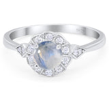 Art Deco Round Natural Stone Flower Ring