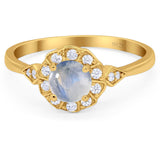 Art Deco Round Natural Stone Flower Ring