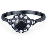 Art Deco Round Natural Stone Flower Ring