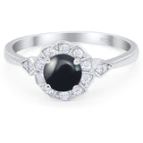 Art Deco Round Natural Stone Flower Ring