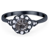 Art Deco Round Natural Stone Flower Ring