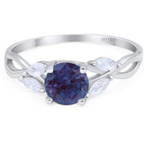 Vintage Style Round Lab Alexandrite Twisted Ring 925 Sterling Silver