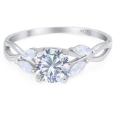 Art Deco Round Natural Stone Twisted Ring