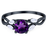 Art Deco Round Natural Stone Twisted Ring