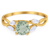 Art Deco Round Natural Stone Twisted Ring