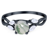 Art Deco Round Natural Stone Twisted Ring