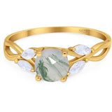 Art Deco Round Natural Stone Twisted Ring