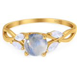 Art Deco Round Natural Stone Twisted Ring