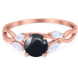 Art Deco Round Natural Stone Twisted Ring