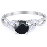 Art Deco Round Natural Stone Twisted Ring