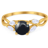 Art Deco Round Natural Stone Twisted Ring