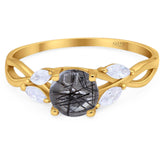 Art Deco Round Natural Stone Twisted Ring