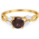 Art Deco Round Natural Stone Twisted Ring