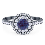 Art Deco Round Natural Stone Floral Ring