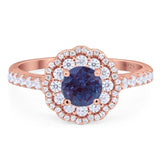 Art Deco Round Natural Stone Floral Ring