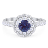 Art Deco Round Natural Stone Floral Ring