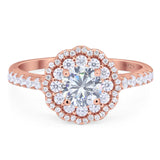 Art Deco Round Natural Stone Floral Ring