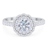 Art Deco Round Natural Stone Floral Ring