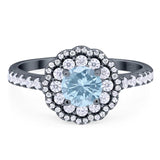 Art Deco Round Natural Stone Floral Ring