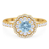 Art Deco Round Natural Stone Floral Ring