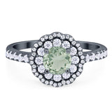 Art Deco Round Natural Stone Floral Ring