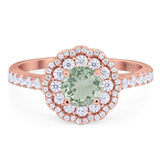 Art Deco Round Natural Stone Floral Ring