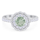 Art Deco Round Natural Stone Floral Ring