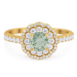 Art Deco Round Natural Stone Floral Ring