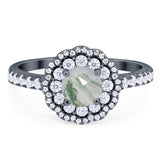 Art Deco Round Natural Stone Floral Ring