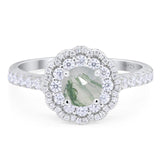 Art Deco Round Natural Stone Floral Ring