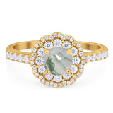 Art Deco Round Natural Stone Floral Ring