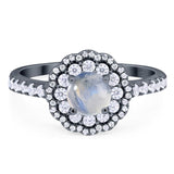 Art Deco Round Natural Stone Floral Ring