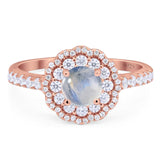 Art Deco Round Natural Stone Floral Ring