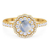 Art Deco Round Natural Stone Floral Ring