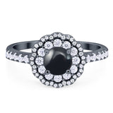 Art Deco Round Natural Stone Floral Ring