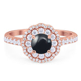 Art Deco Round Natural Stone Floral Ring