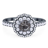 Art Deco Round Natural Stone Floral Ring