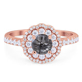 Art Deco Round Natural Stone Floral Ring