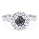 Art Deco Round Natural Stone Floral Ring