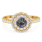 Art Deco Round Natural Stone Floral Ring