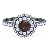 Art Deco Round Natural Stone Floral Ring