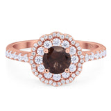 Art Deco Round Natural Stone Floral Ring