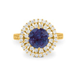 Vintage Style Round Natural Stone Cocktail Ring