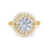 Vintage Style Round Natural Stone Cocktail Ring